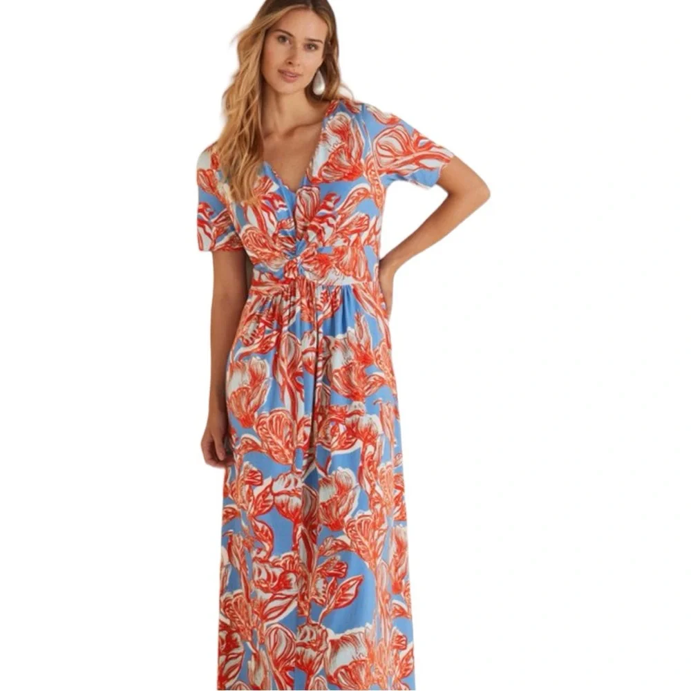 Soft Surroundings Blue and Red Floral Maxi Dress - Picture 2 of 7